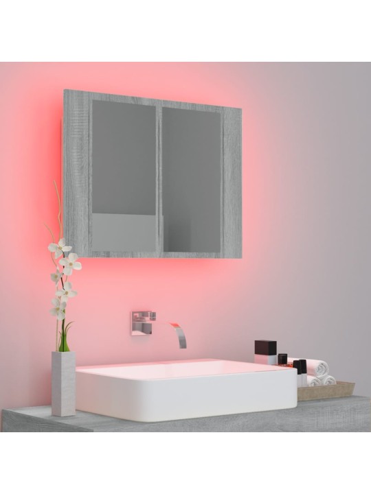 Zrcadlová skříňka s LED šedá sonoma 60x12x45cm kompozitní dřevo