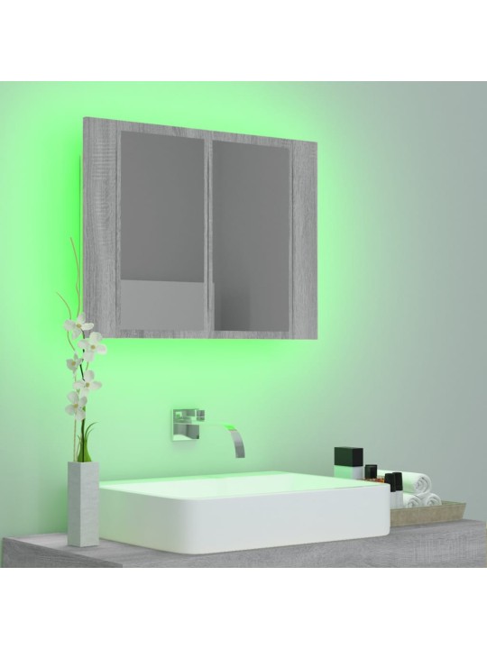 Zrcadlová skříňka s LED šedá sonoma 60x12x45cm kompozitní dřevo