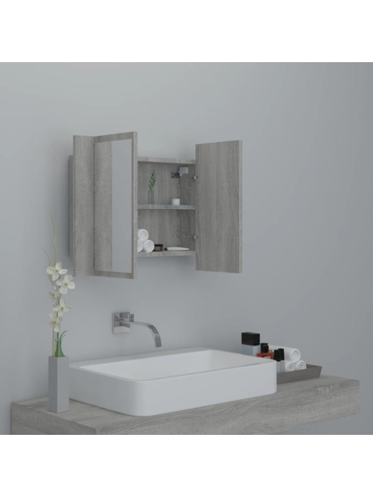 Zrcadlová skříňka s LED šedá sonoma 60x12x45cm kompozitní dřevo