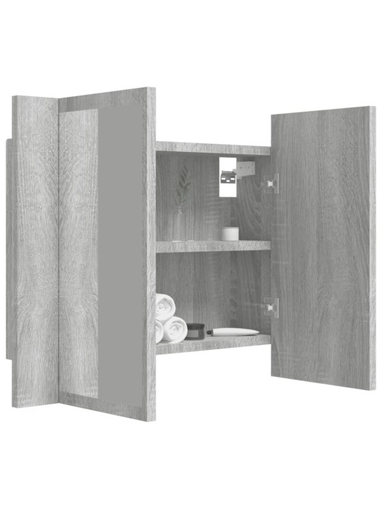 Zrcadlová skříňka s LED šedá sonoma 60x12x45cm kompozitní dřevo