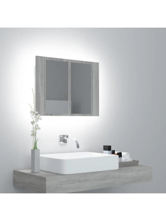 Zrcadlová skříňka s LED šedá sonoma 60x12x45cm kompozitní dřevo