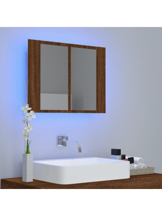 Zrcadlová skříňka s LED hnědý dub 60x12x45 cm kompozitní dřevo