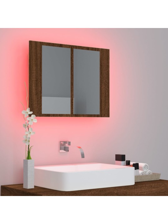 Zrcadlová skříňka s LED hnědý dub 60x12x45 cm kompozitní dřevo