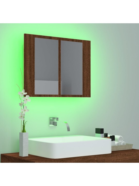 Zrcadlová skříňka s LED hnědý dub 60x12x45 cm kompozitní dřevo