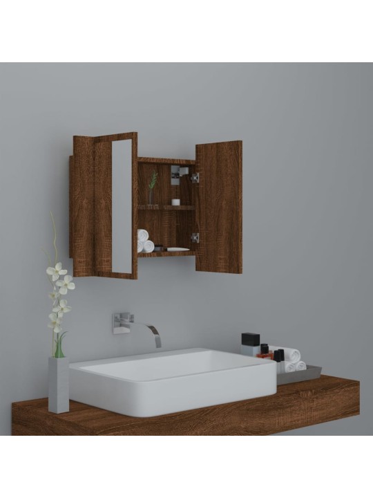 Zrcadlová skříňka s LED hnědý dub 60x12x45 cm kompozitní dřevo