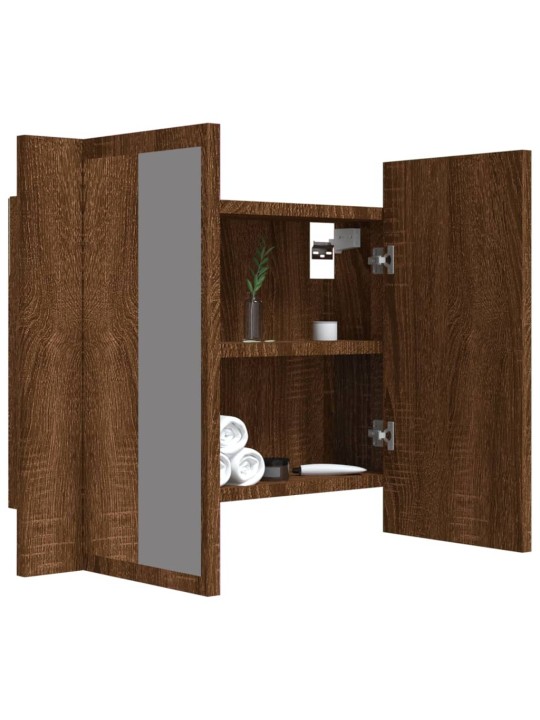 Zrcadlová skříňka s LED hnědý dub 60x12x45 cm kompozitní dřevo