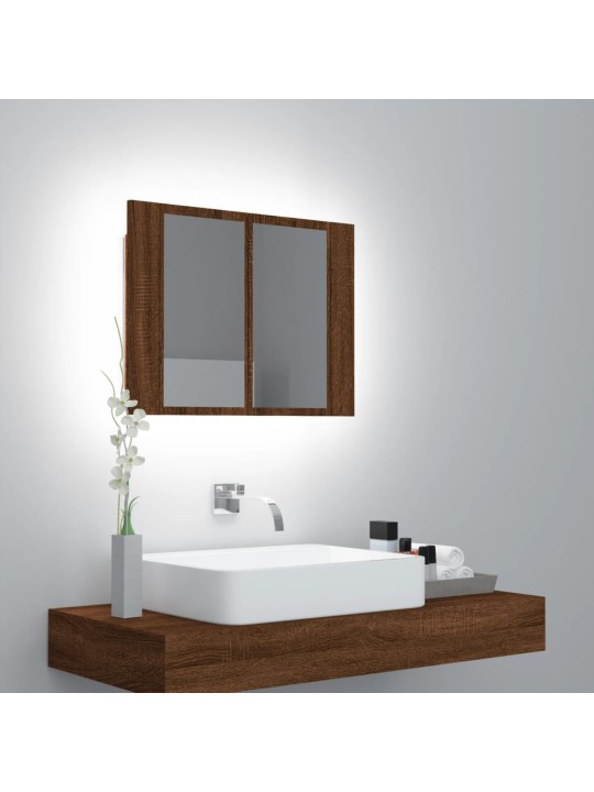 Zrcadlová skříňka s LED hnědý dub 60x12x45 cm kompozitní dřevo