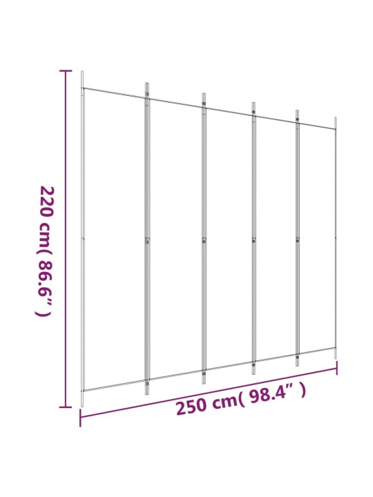 5dílný paraván antracitový 250x220 cm textil