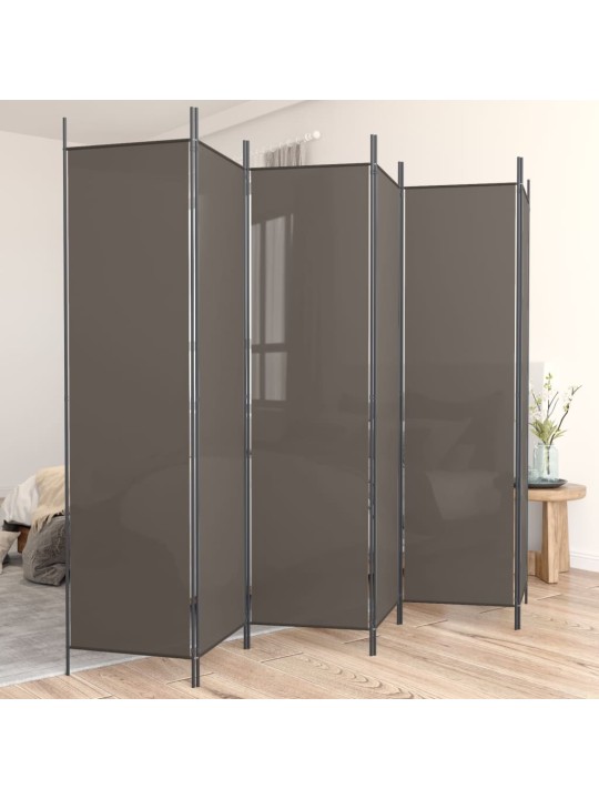6dílný paraván antracitový 300x220 cm textil