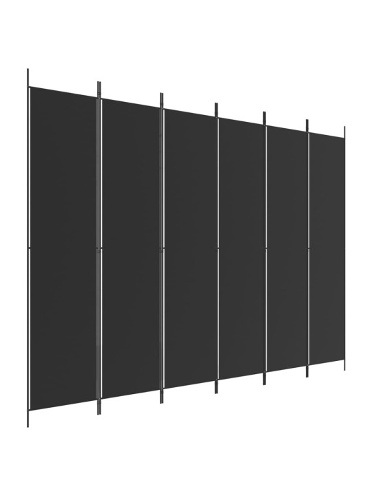 6dílný paraván černý 300x220 cm textil