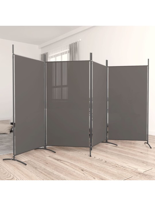 4dílný paraván antracitový 346x180 cm textil