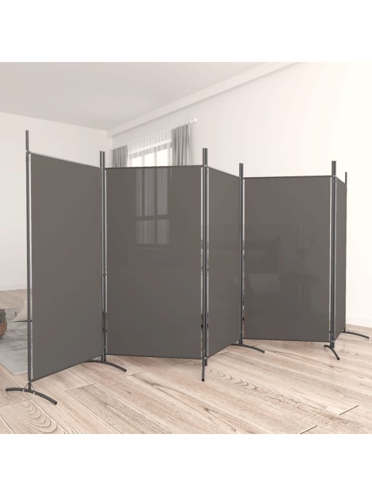 5dílný paraván antracitový 433x180 cm textil