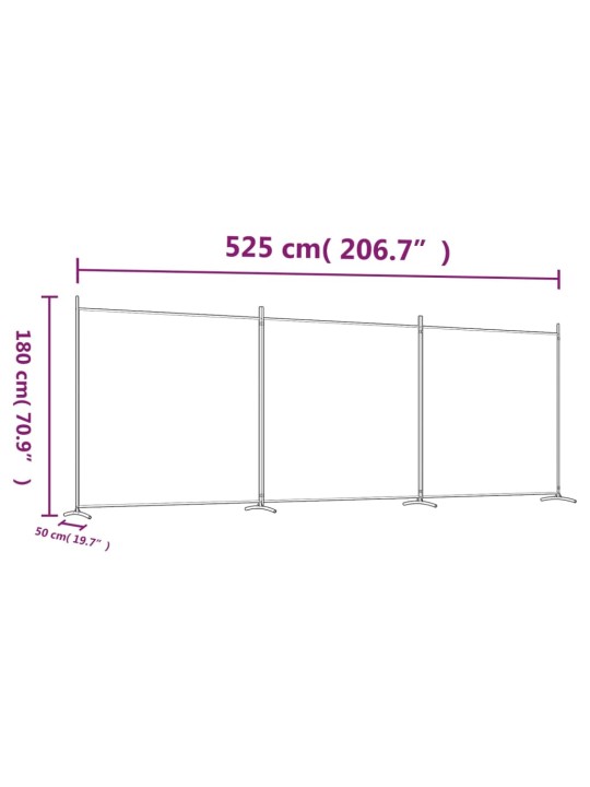 3dílný paraván bílý 525 x 180 cm textil