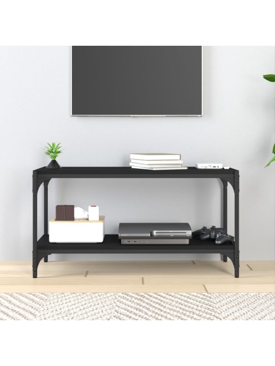 TV skříňka černá 80 x 33 x 41 cm kompozitní dřevo a ocel