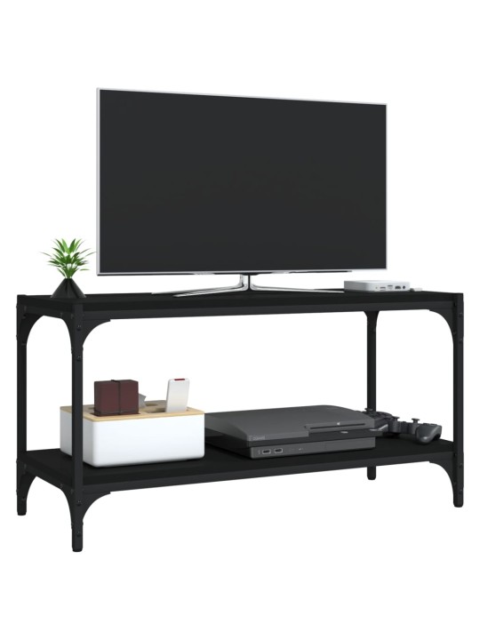 TV skříňka černá 80 x 33 x 41 cm kompozitní dřevo a ocel