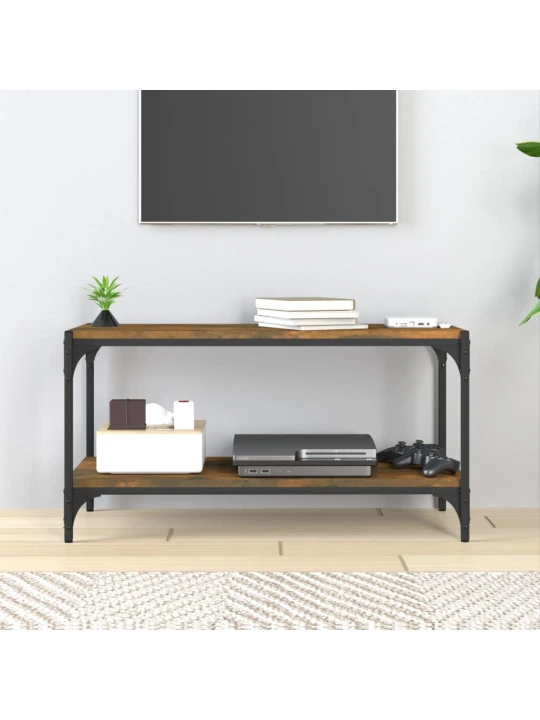 TV skříňka kouřový dub 80 x 33 x 41 cm kompozitní dřevo a ocel