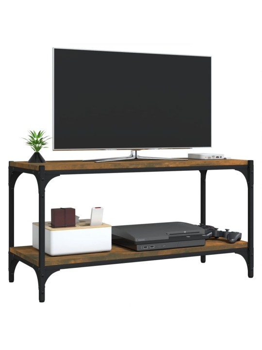 TV skříňka kouřový dub 80 x 33 x 41 cm kompozitní dřevo a ocel