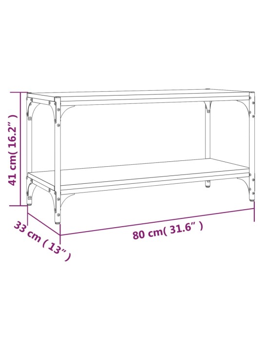 TV skříňka šedá sonoma 80 x 33 x 41 cm kompozitní dřevo a ocel