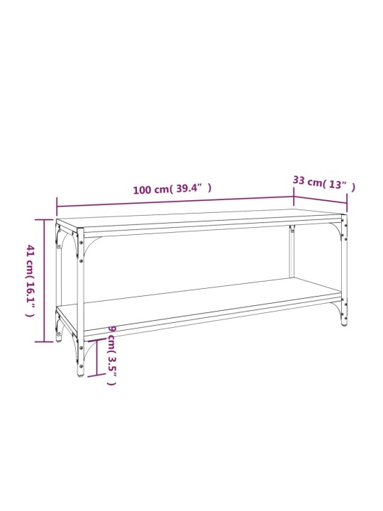 TV skříňka šedá sonoma 100 x 33 x 41 cm kompozitní dřevo a ocel