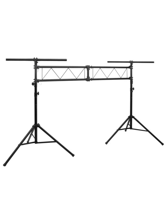 Světelná rampa se stojany černá 338 x 115 x (180–300) cm ocel
