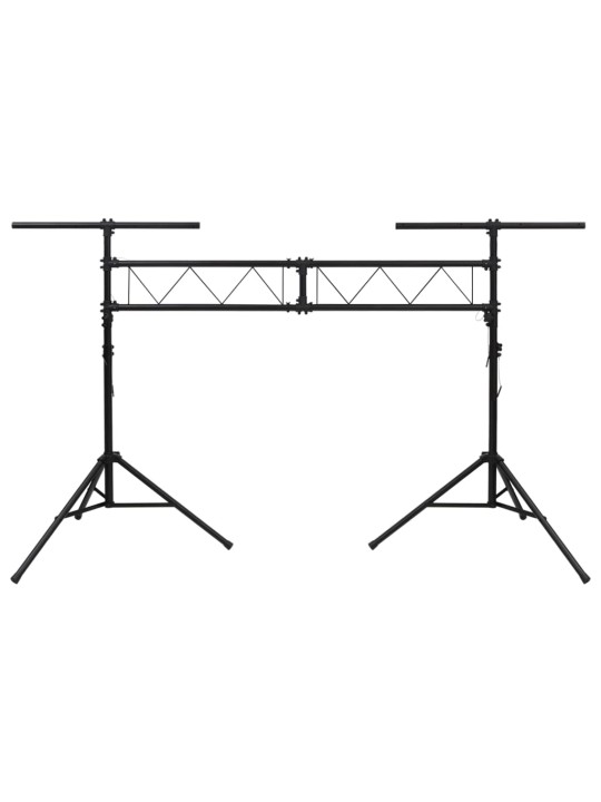 Světelná rampa se stojany černá 338 x 115 x (180–300) cm ocel