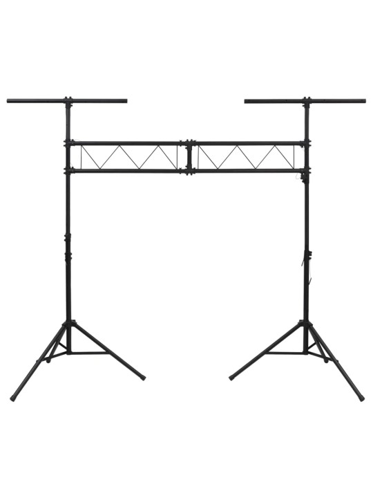 Světelná rampa se stojany černá 338 x 115 x (180–300) cm ocel