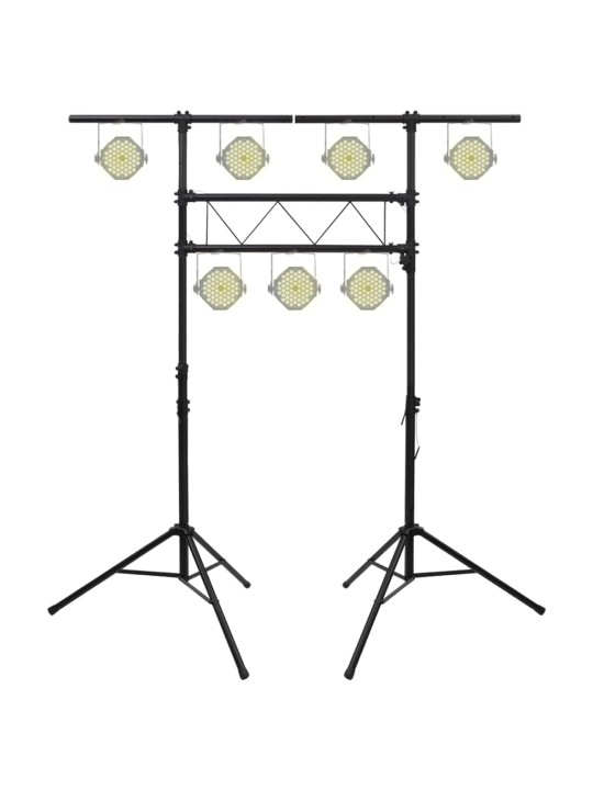 Světelná rampa se stojany černá 238 x 115 x (180–300) cm ocel