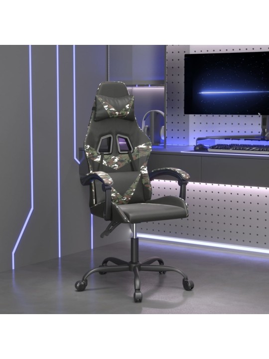 Otočná herní židle černá a maskáčová umělá kůže
