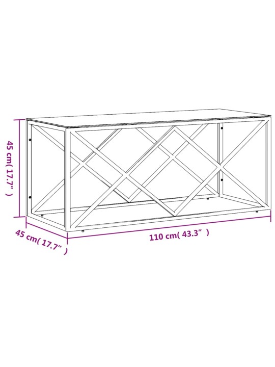 Konferenční stolek 110 x 45 x 45 cm nerezová ocel a sklo