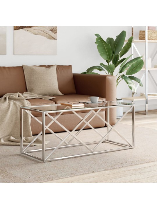 Konferenční stolek 110 x 45 x 45 cm nerezová ocel a sklo