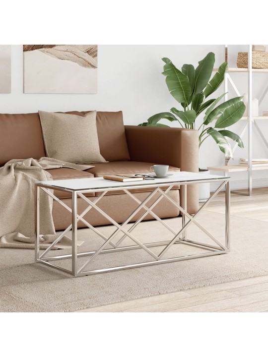 Konferenční stolek 110 x 45 x 45 cm nerezová ocel a sklo