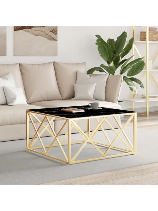 Konferenční stolek zlatý 80 x 80 x 40 cm nerezová ocel a sklo