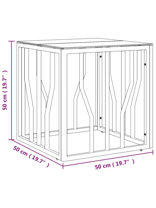 Konferenční stolek stříbrný 50x50x50 cm nerezová ocel a sklo