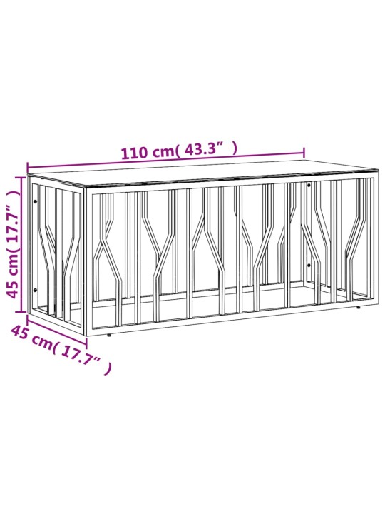 Konferenční stolek 110 x 45 x 45 cm nerezová ocel a sklo