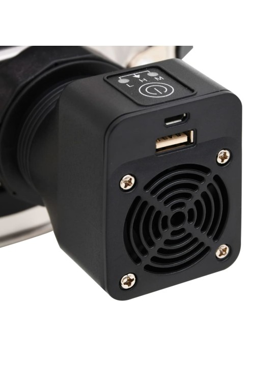 Vařič na dřevo s USB ventilátorem stříbrný 35,5x26x28 cm ocel
