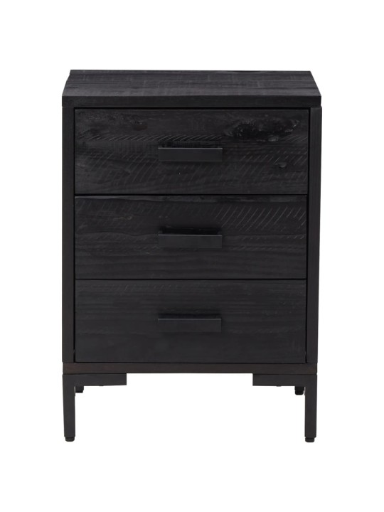 Noční stolek černý 40x30x55 cm masivní recyklované borové dřevo