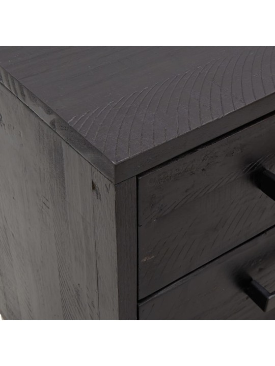 Noční stolek černý 40x30x55 cm masivní recyklované borové dřevo