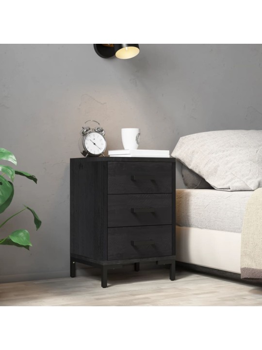 Noční stolek černý 40x30x55 cm masivní recyklované borové dřevo