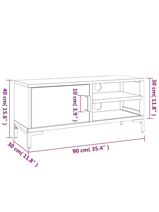 Tv stolek černý 90 x 30 x 40 cm masivní borové dřevo