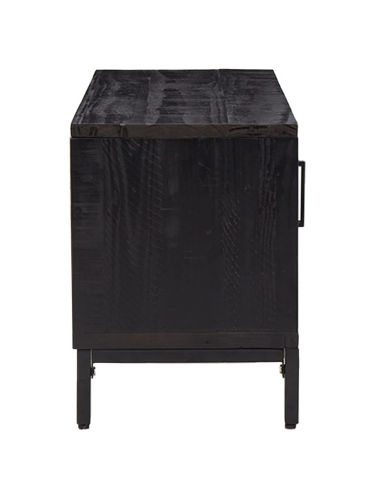Tv stolek černý 110 x 35 x 48 cm masivní borové dřevo