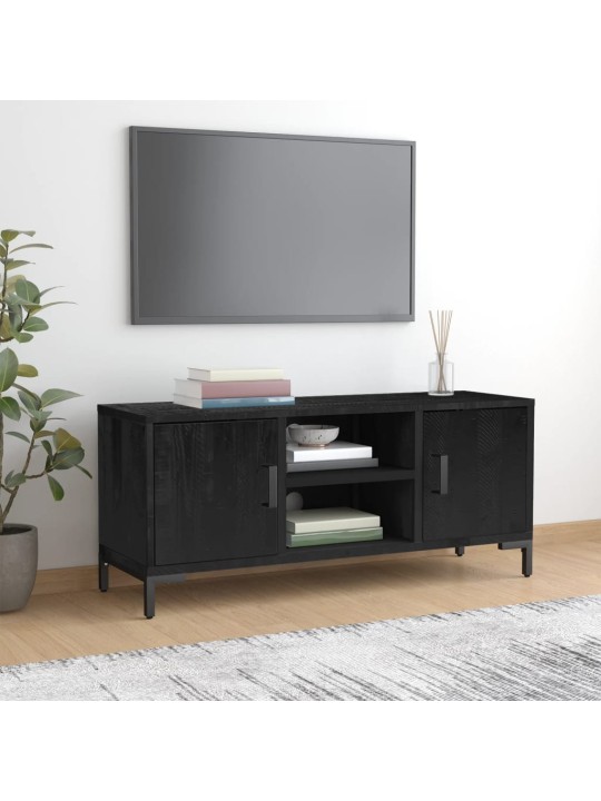 Tv stolek černý 110 x 35 x 48 cm masivní borové dřevo