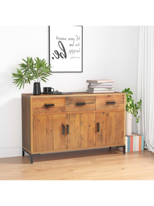 Příborník hnědý 110 x 35 x 70 cm masivní borové dřevo