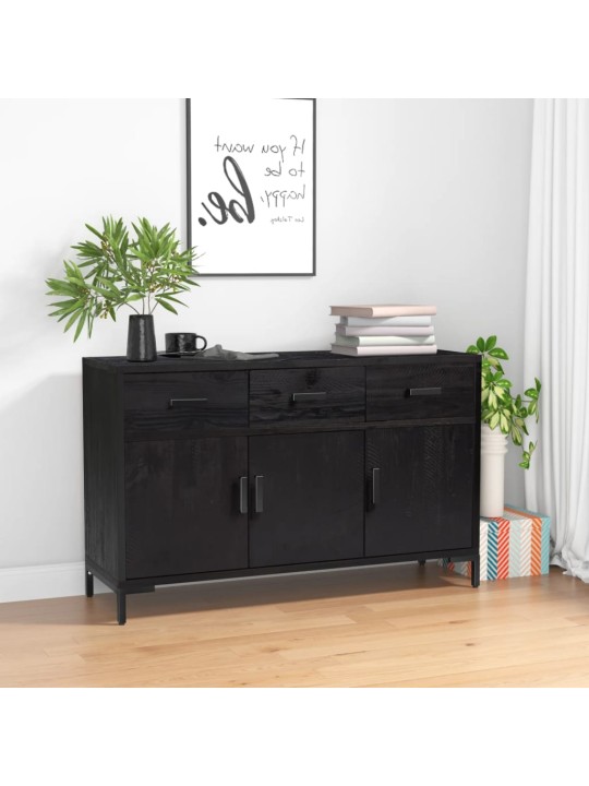 Příborník černý 110 x 35 x 70 cm masivní borové dřevo