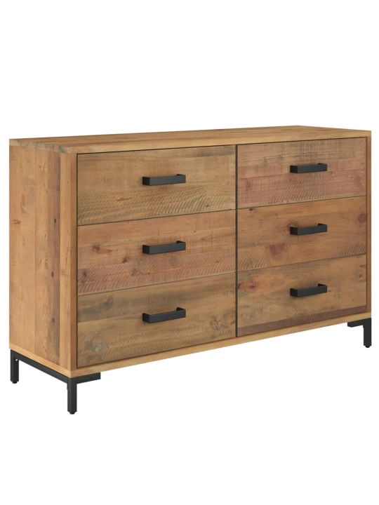 Příborník hnědý 110 x 35 x 70 cm masivní borové dřevo