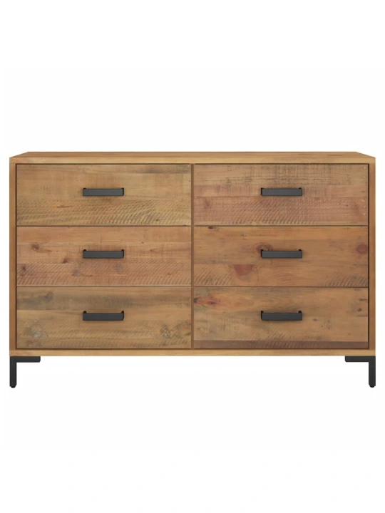 Příborník hnědý 110 x 35 x 70 cm masivní borové dřevo