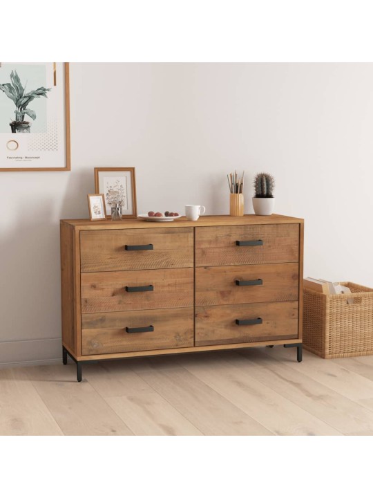 Příborník hnědý 110 x 35 x 70 cm masivní borové dřevo
