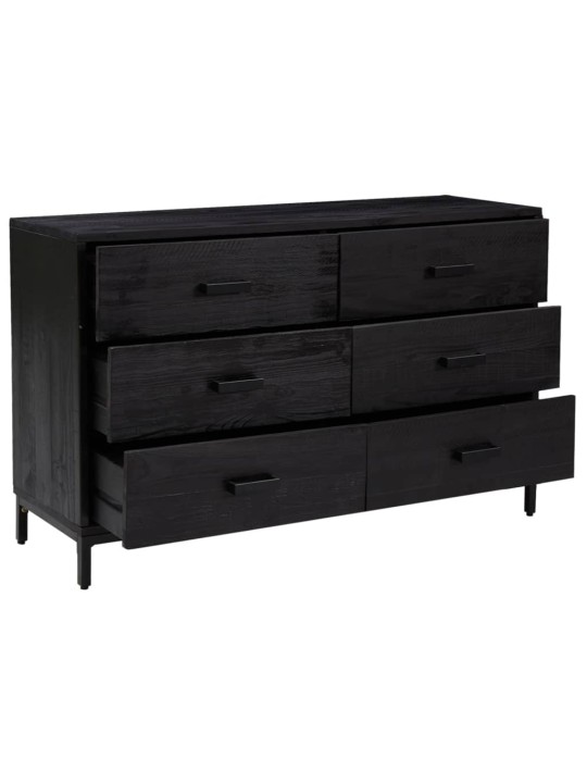 Příborník černý 110 x 35 x 70 cm masivní borové dřevo