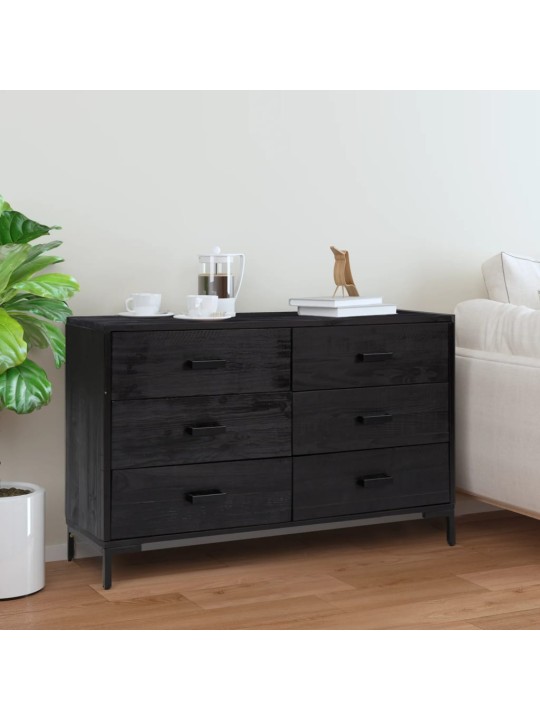Příborník černý 110 x 35 x 70 cm masivní borové dřevo