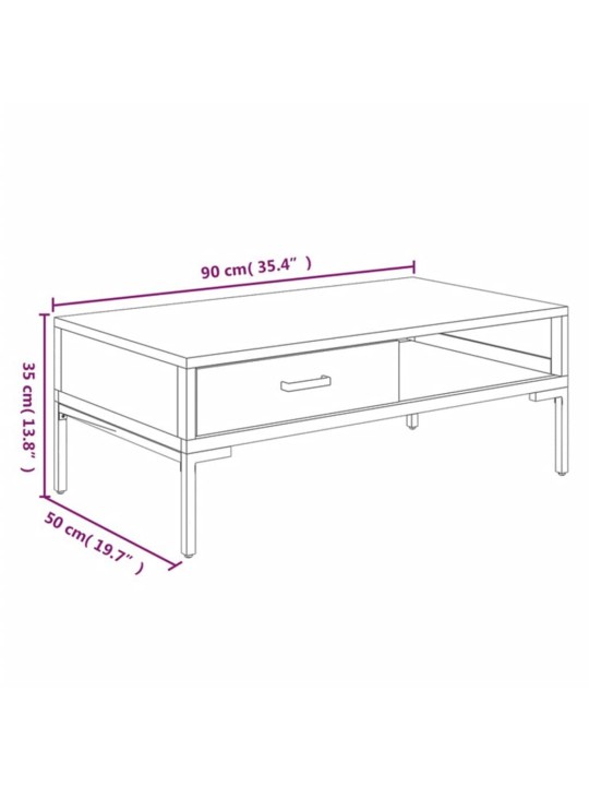 Konferenční stolek černý 90 x 50 x 35 cm masivní borovice