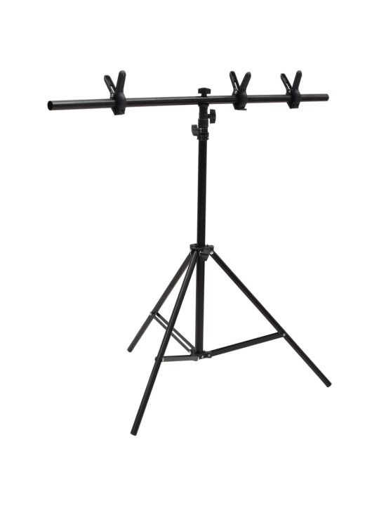 Stojan na fotopozadí ve tvaru T černý 91 x 60 x (70–200) cm